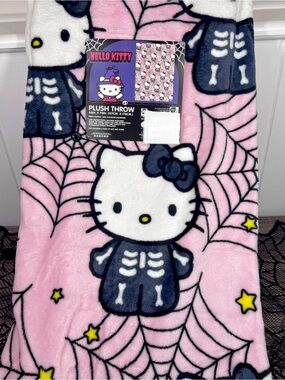 NEW Hello Kitty Skeleton Halloween Blanket 50x70